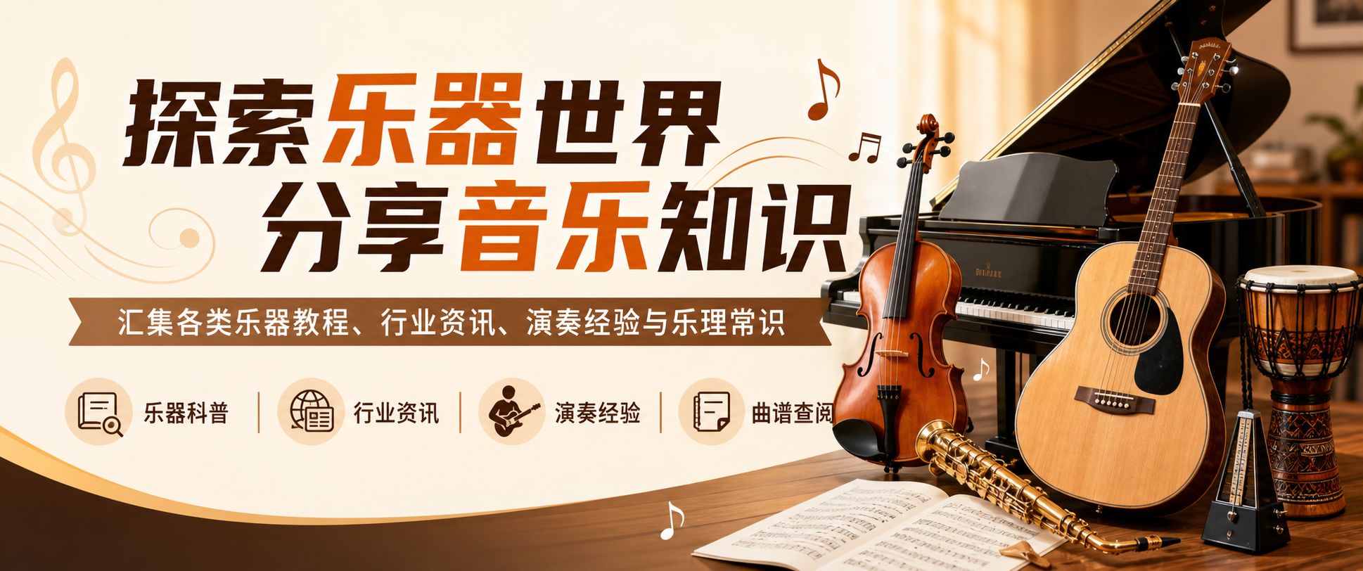 乐理知识、曲谱资料、乐器选购、演奏技巧一站式音乐行业站点